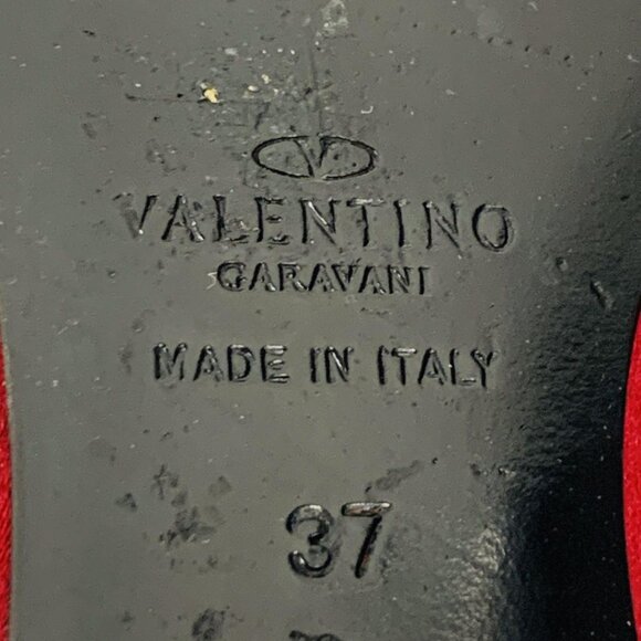 VALENTINO GARAVANI Red Satin Crystal Embellishments Flats EU 37 Bedazzled Ballet - Picture 11 of 11